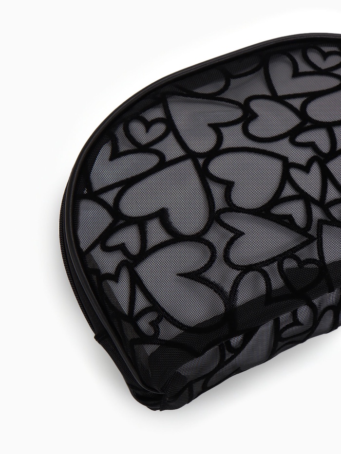 Косметичка полукруглая Black beauty, на молнии, чёрная