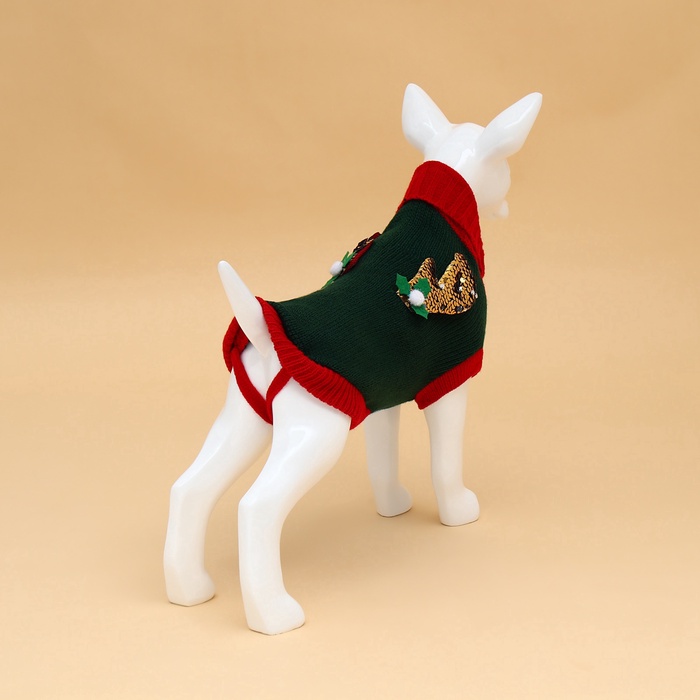 Свитер для животных «Рога удачи», размер XL (ДС 40 см, ОШ 34, ОГ 32-51), зелёный