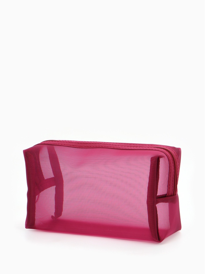 Косметичка женская Classic, полупрозрачная, на молнии, бордовая