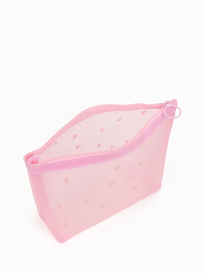 Косметичка женская Little love, с рисунком, на молнии, розовая