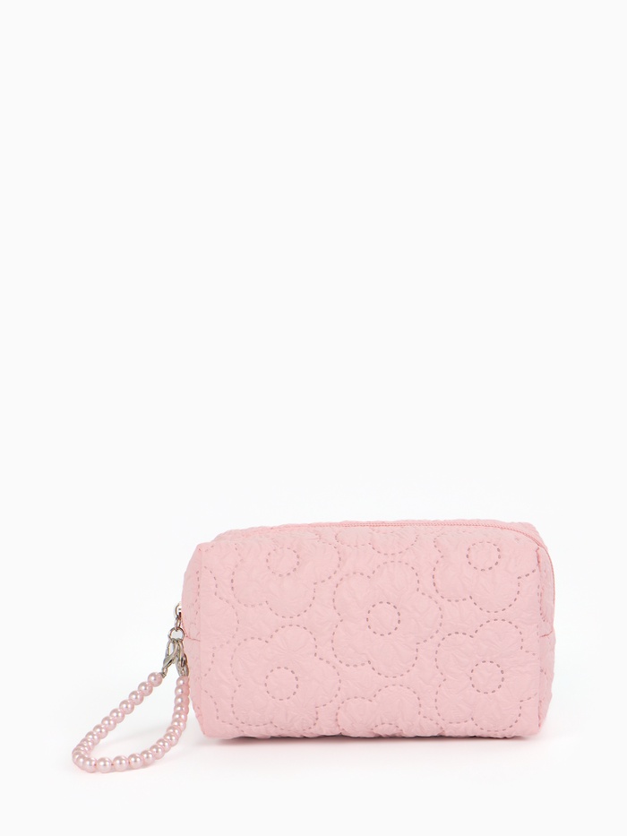 Косметичка женская «Цветочек», ручка из бусин, розовая