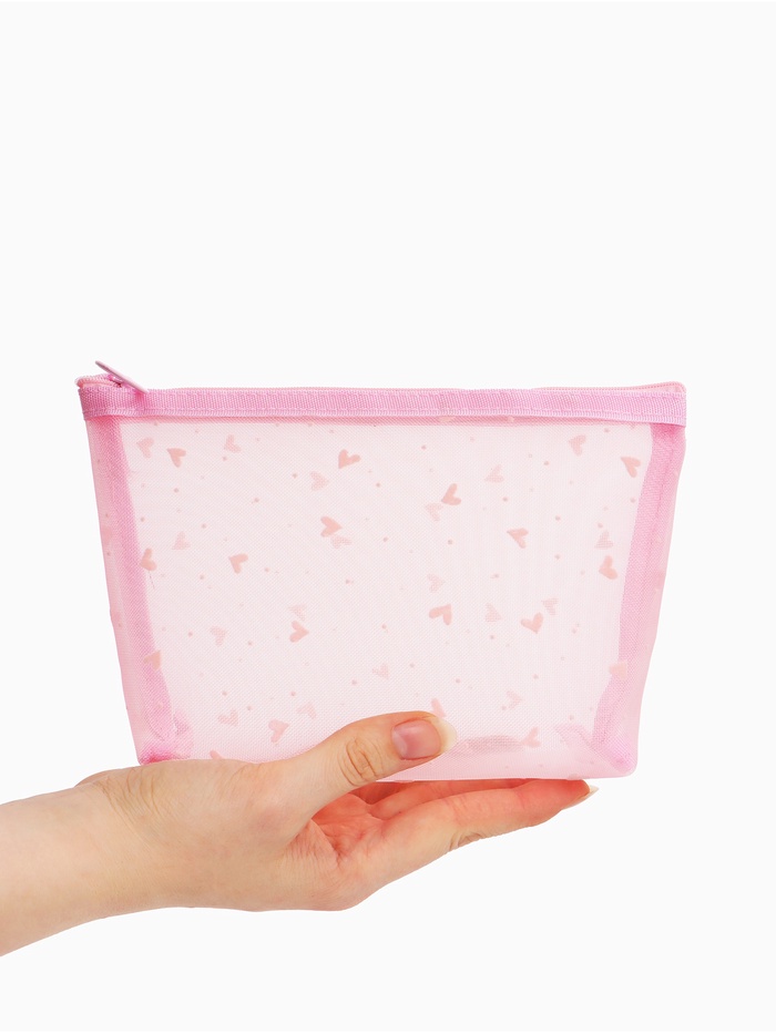 Косметичка женская Little love, с рисунком, на молнии, розовая