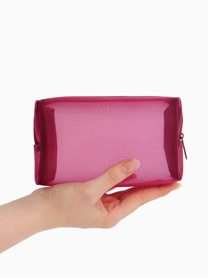 Косметичка женская Classic, полупрозрачная, на молнии, бордовая