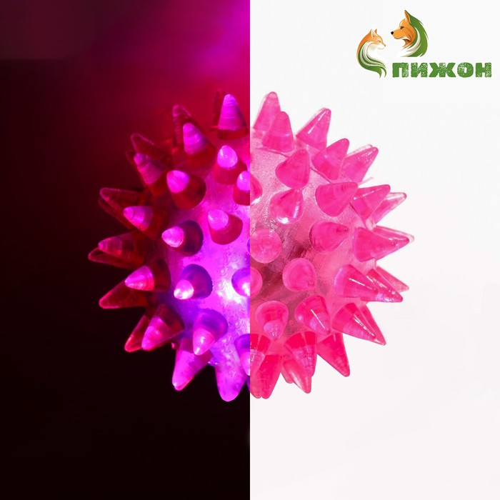 Мяч светящийся для животных малый, TPR, 4.5 см, розовый