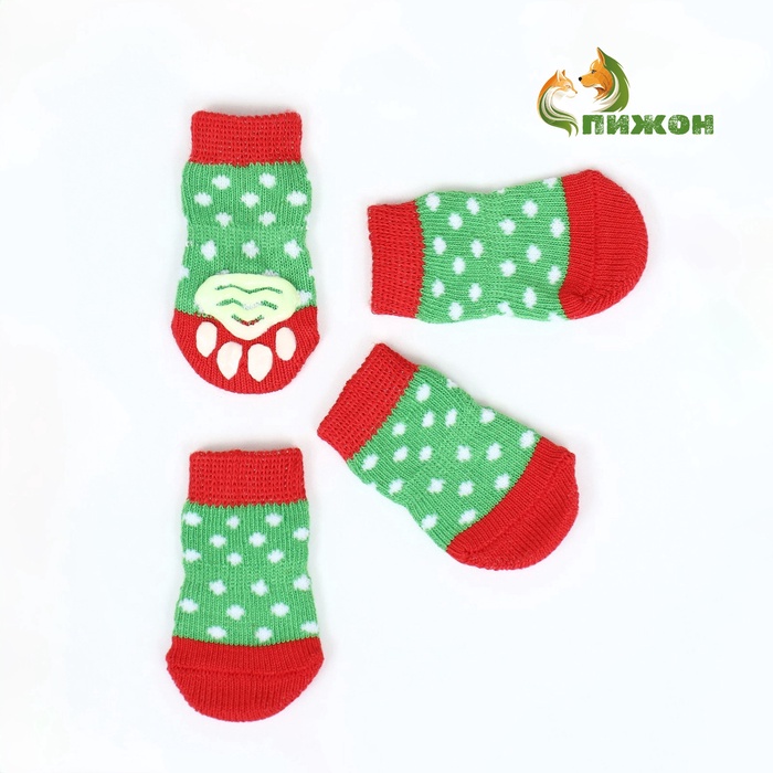 Носки нескользящие «Горошек», размер M (3/4×7.5 см), набор 4 шт.