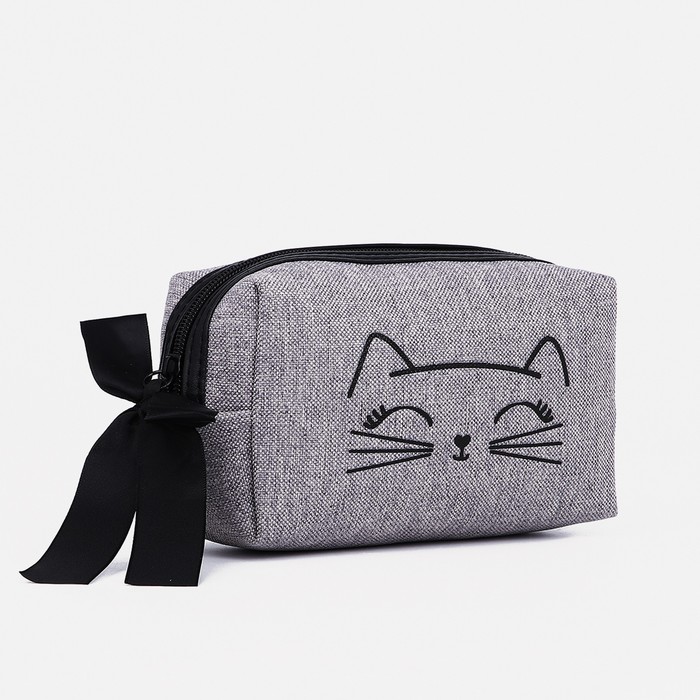 Косметичка дорожная на молнии, с подкладом, цвет серый