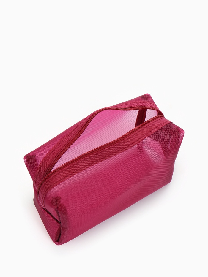 Косметичка женская Classic, полупрозрачная, на молнии, бордовая