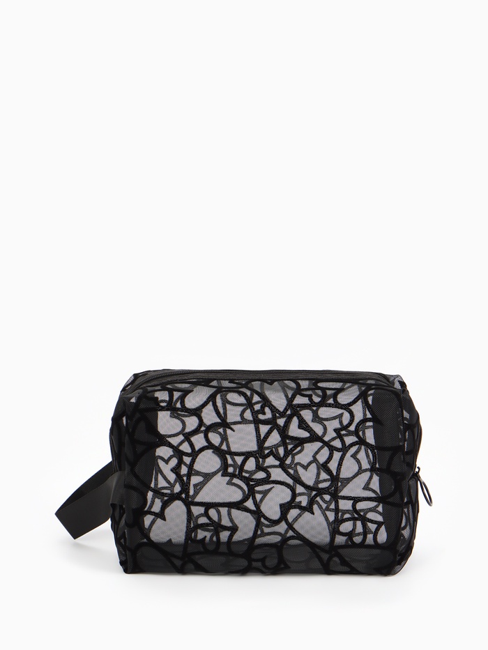 Косметичка Black beauty, с ручкой, на молнии, чёрная