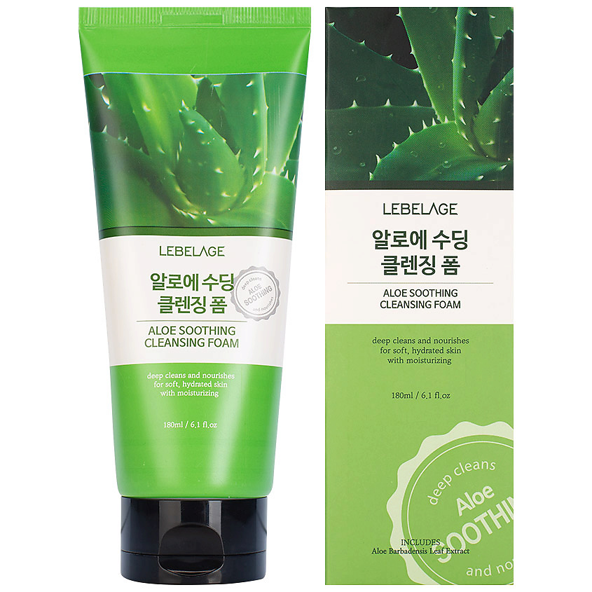 Пенка очищающая с экстрактом алоэ, 180мл, LEBELAGE