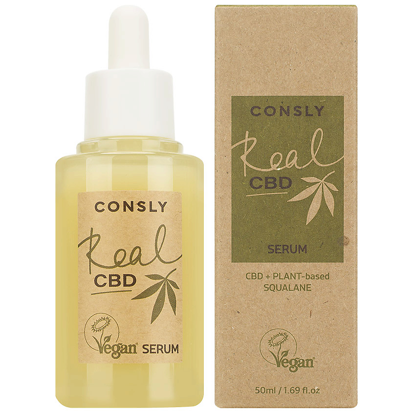 Балансирующая сыворотка Vegan «Real CBD» для проблемной кожи с канабидиолом и растительным скваланом, 50мл, Consly