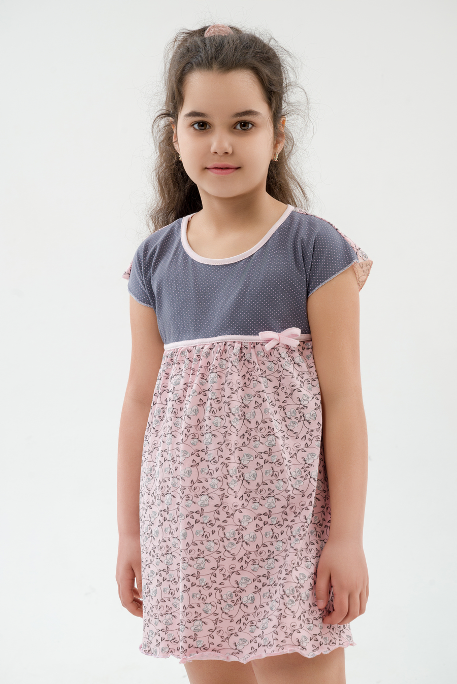 Ночная сорочка детская из кулирки Ярославна розовый