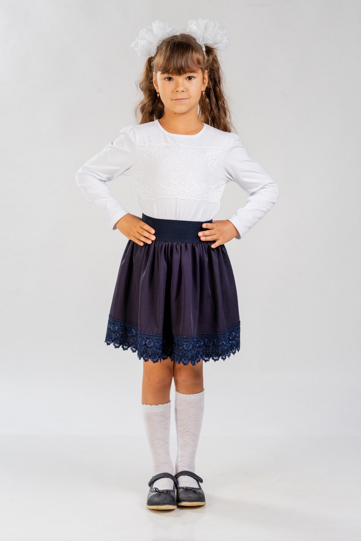 Футболка с длинным рукавом подростковая из кулирки с лайкрой Снежинка белый