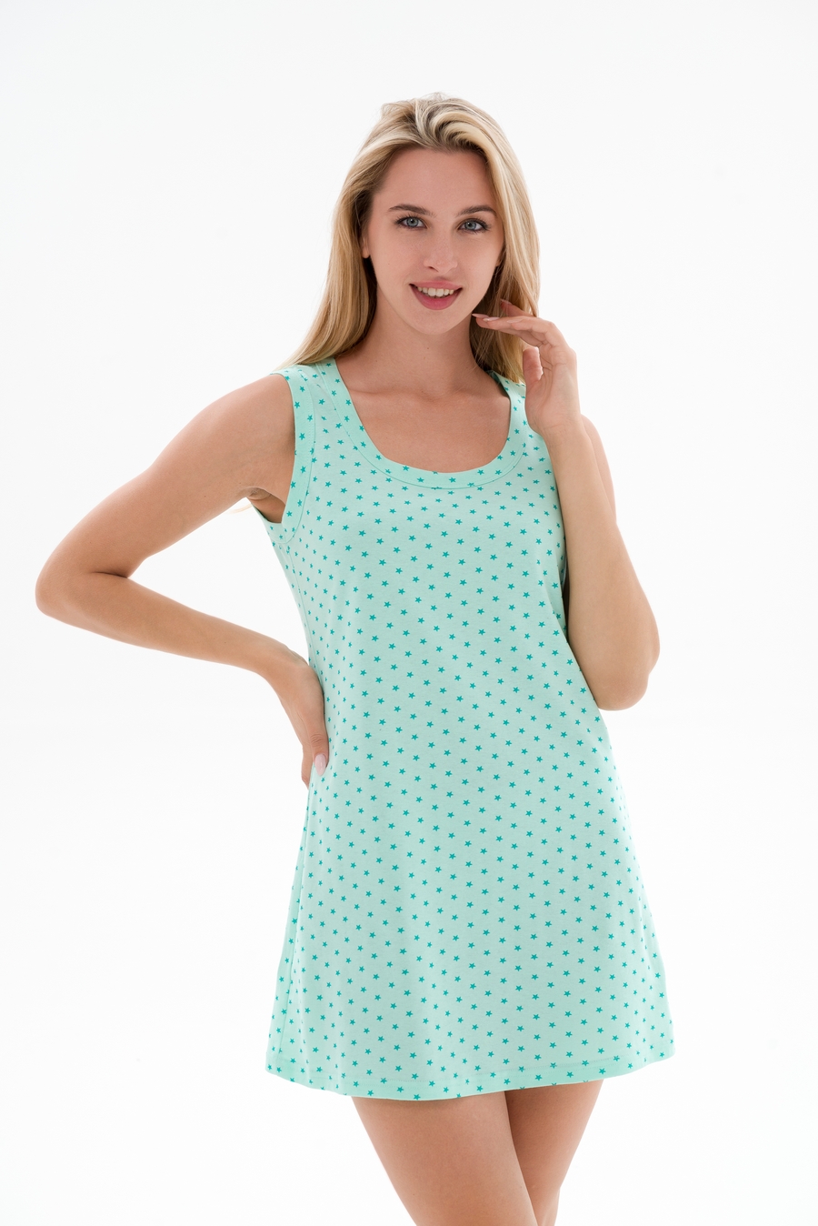 Ночная сорочка женская из кулирки Машенька ментол