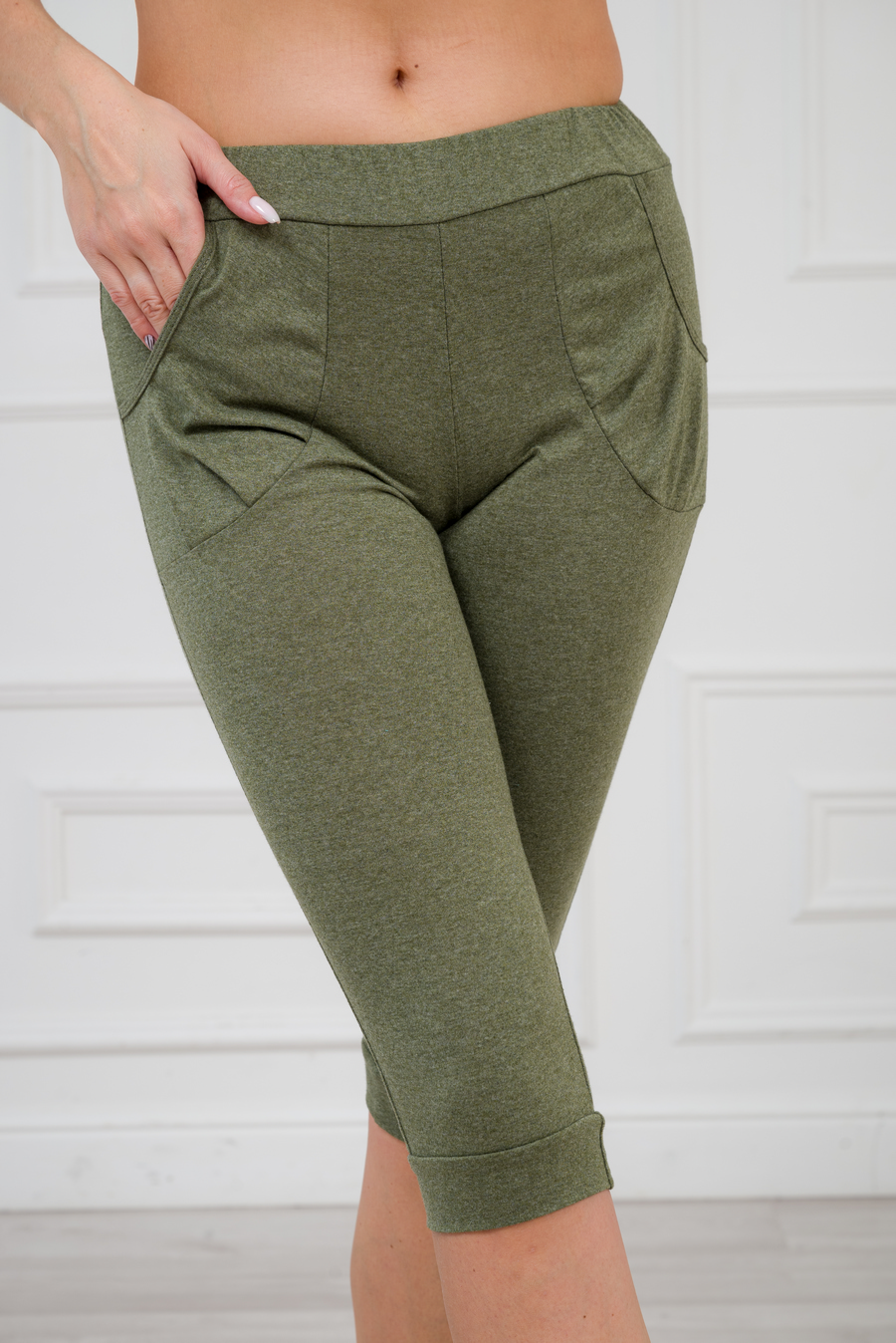 Бермуды женские из кулирки хаки