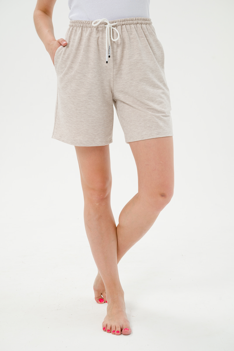 Шорты женские из футера Таиланд бежевый меланж