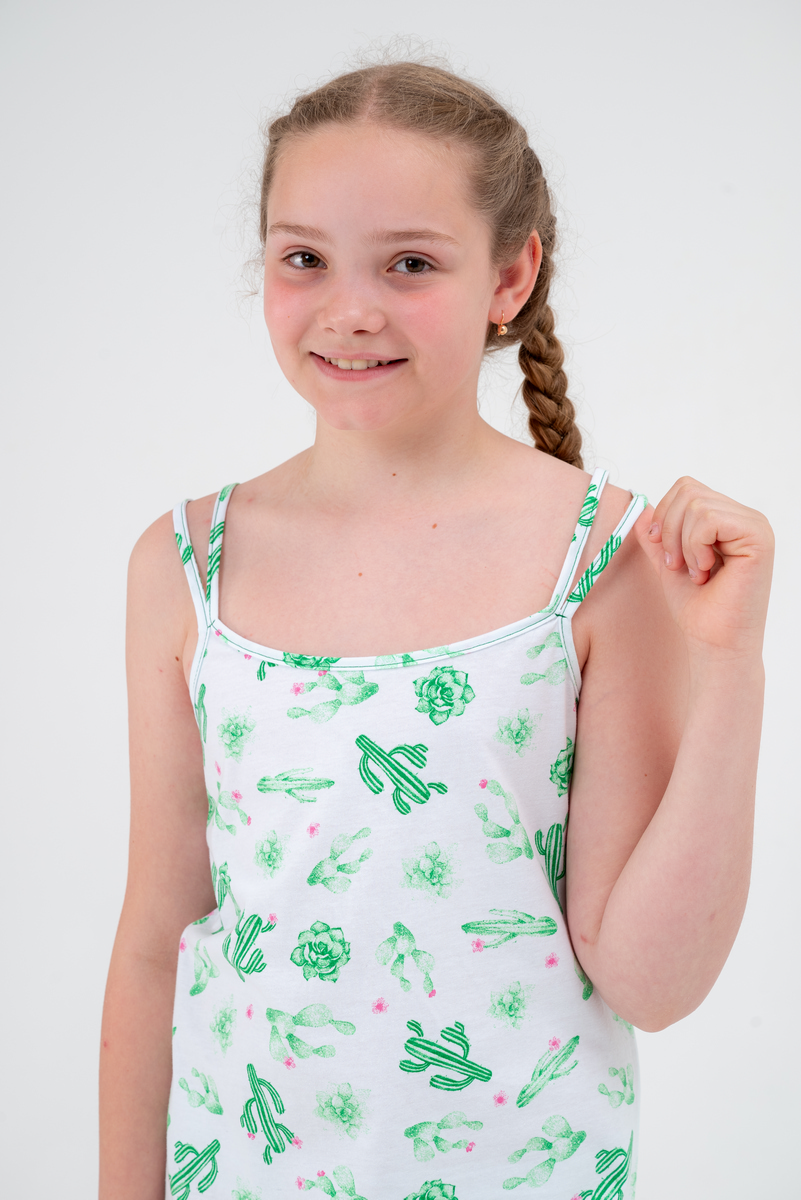Ночная сорочка подростковая из кулирки Оливия кактус