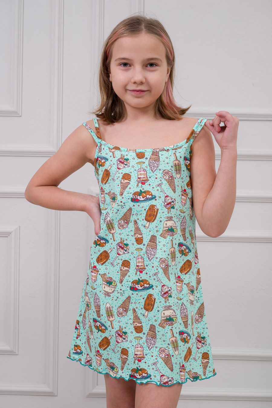 Ночная сорочка подростковая из кулирки Оливия мороженное