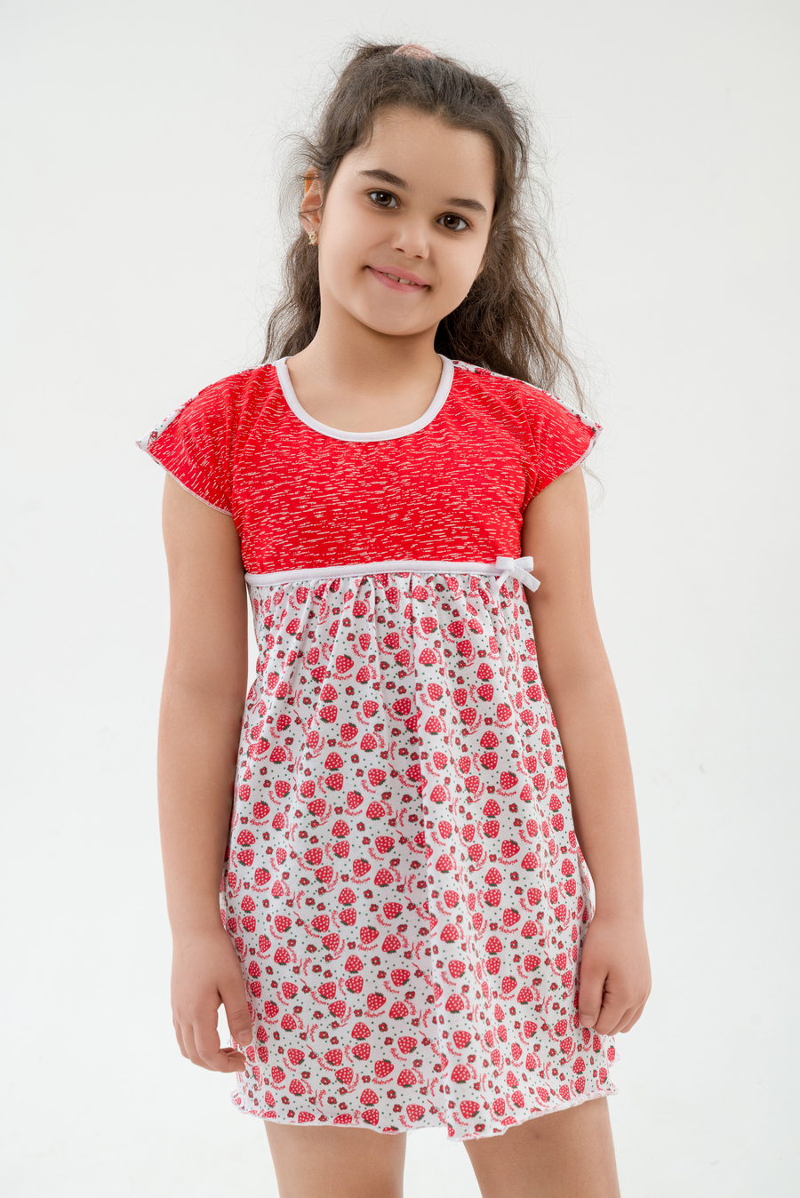Ночная сорочка детская из кулирки Ярославна клубничка