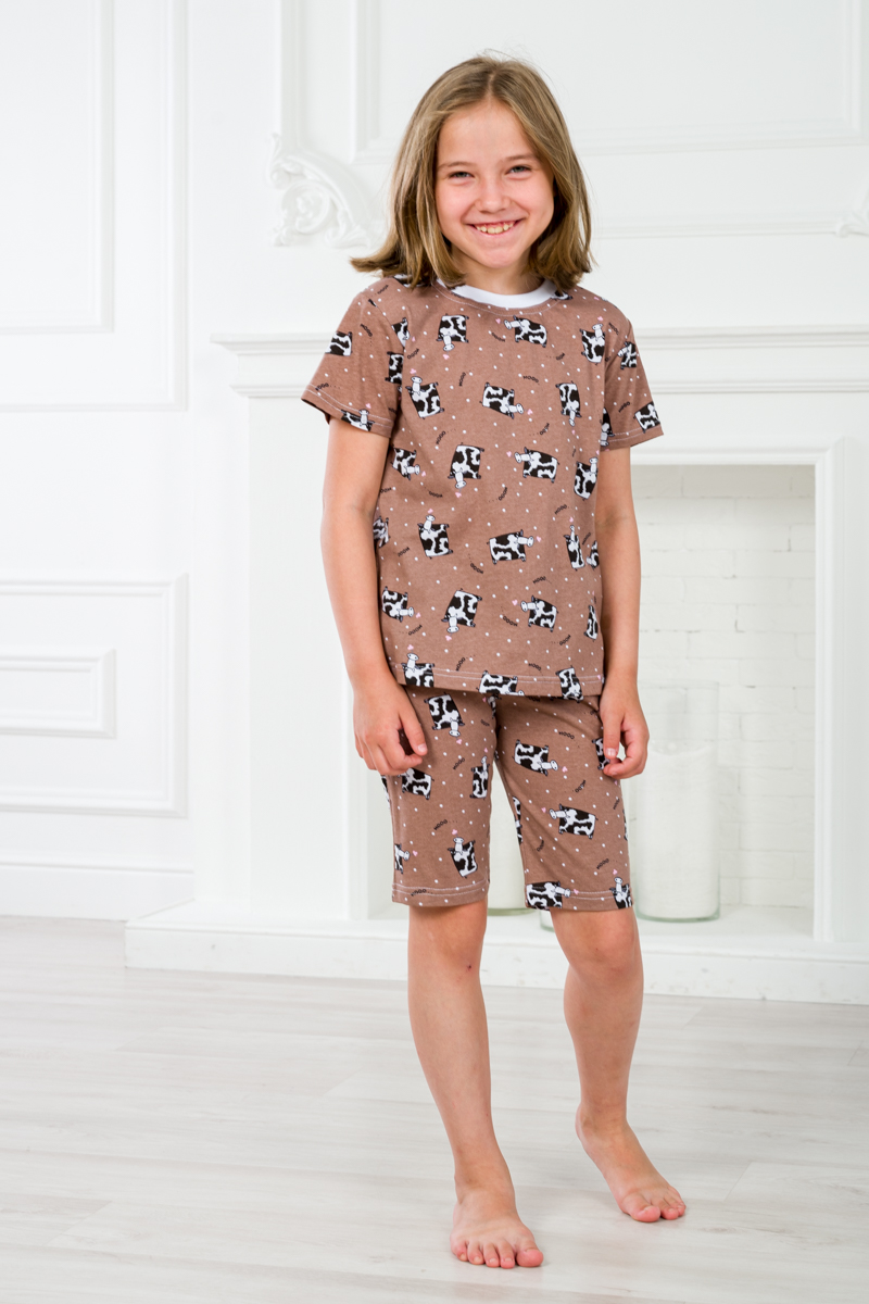 Пижама детская из футболки и бридж из кулирки Коровы