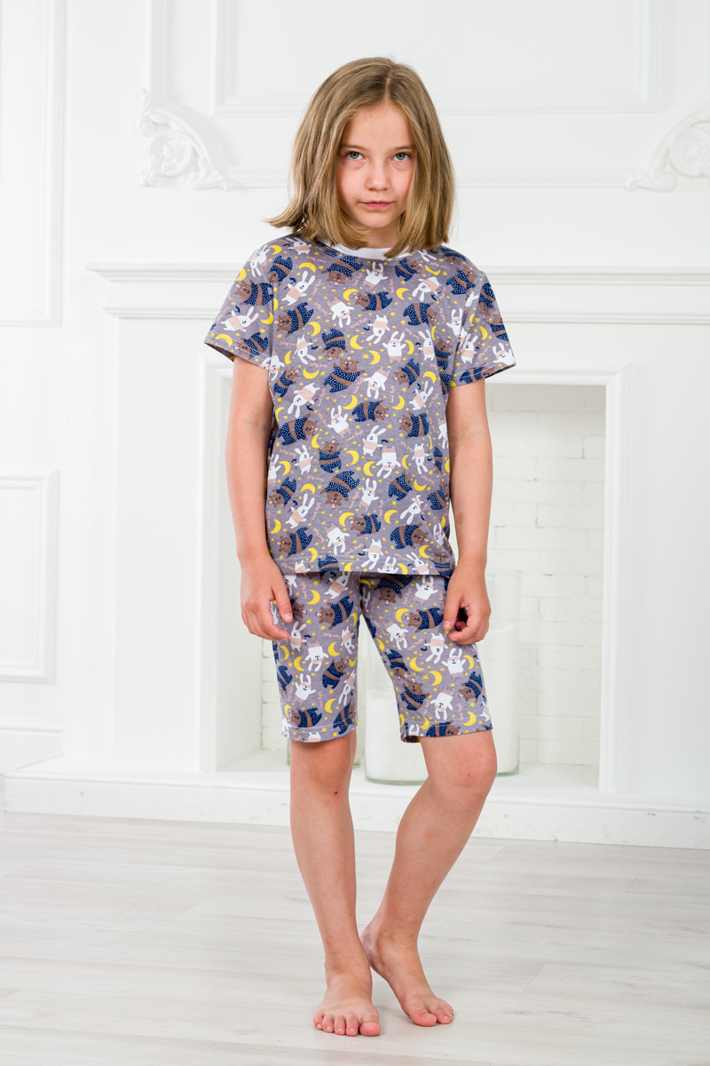 Пижама детская из футболки и бридж из кулирки Мишки