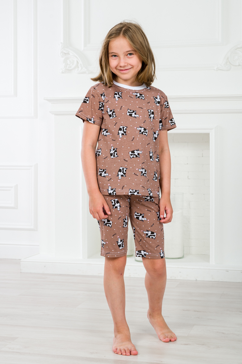 Пижама детская из футболки и бридж из кулирки Коровы