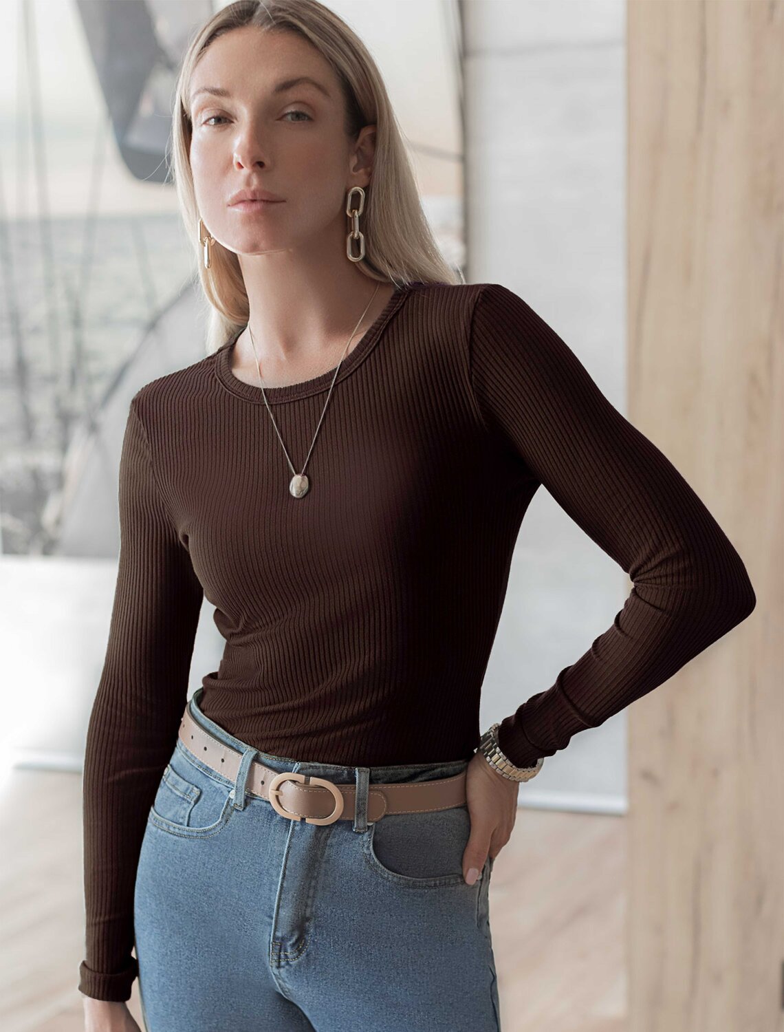 ст. цена1790руб.! VILATTE Джемпер D49.106шоколад