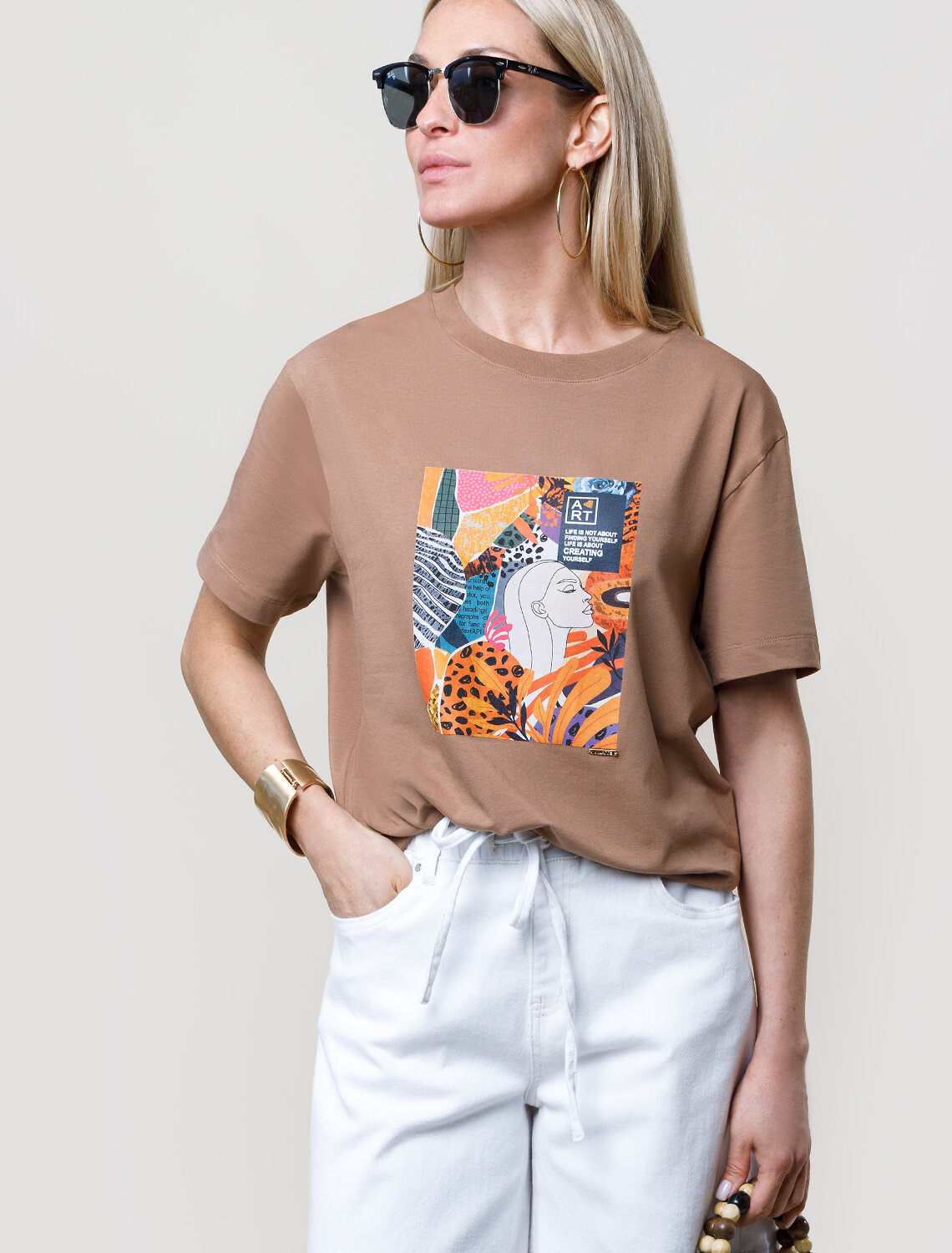 ст. цена1550руб.! VILATTE Футболка D49.989карамель_art poster