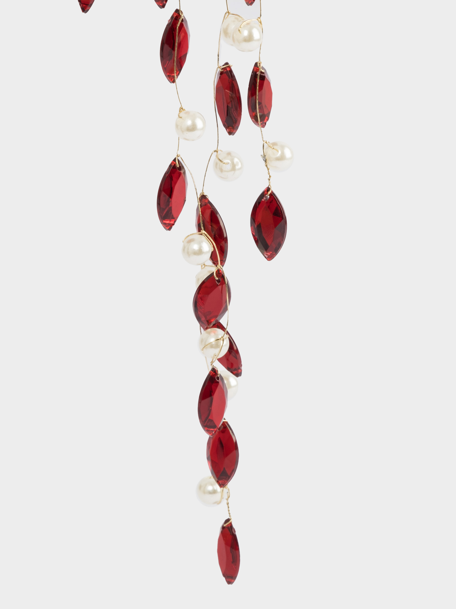 Украшение декоративное, 45 см, подвесное, акрил/металл, красно-белое, Жемчуг, New year