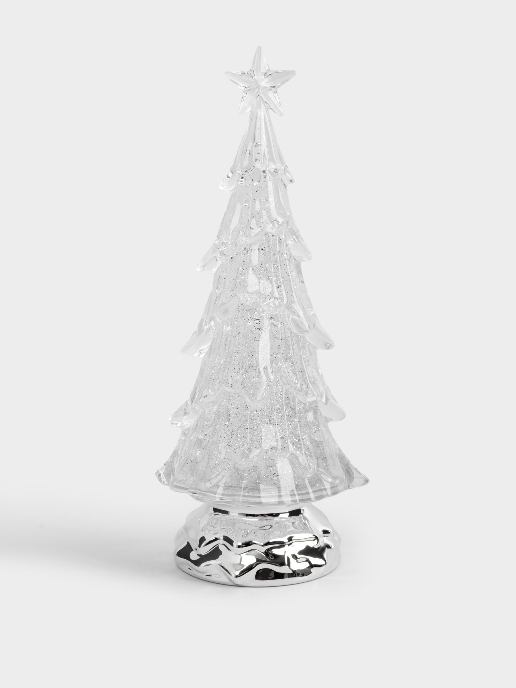 Снежный фонарь, 27 см, с подсветкой, акрил, серебристый, Ель с летающими блестками, Event