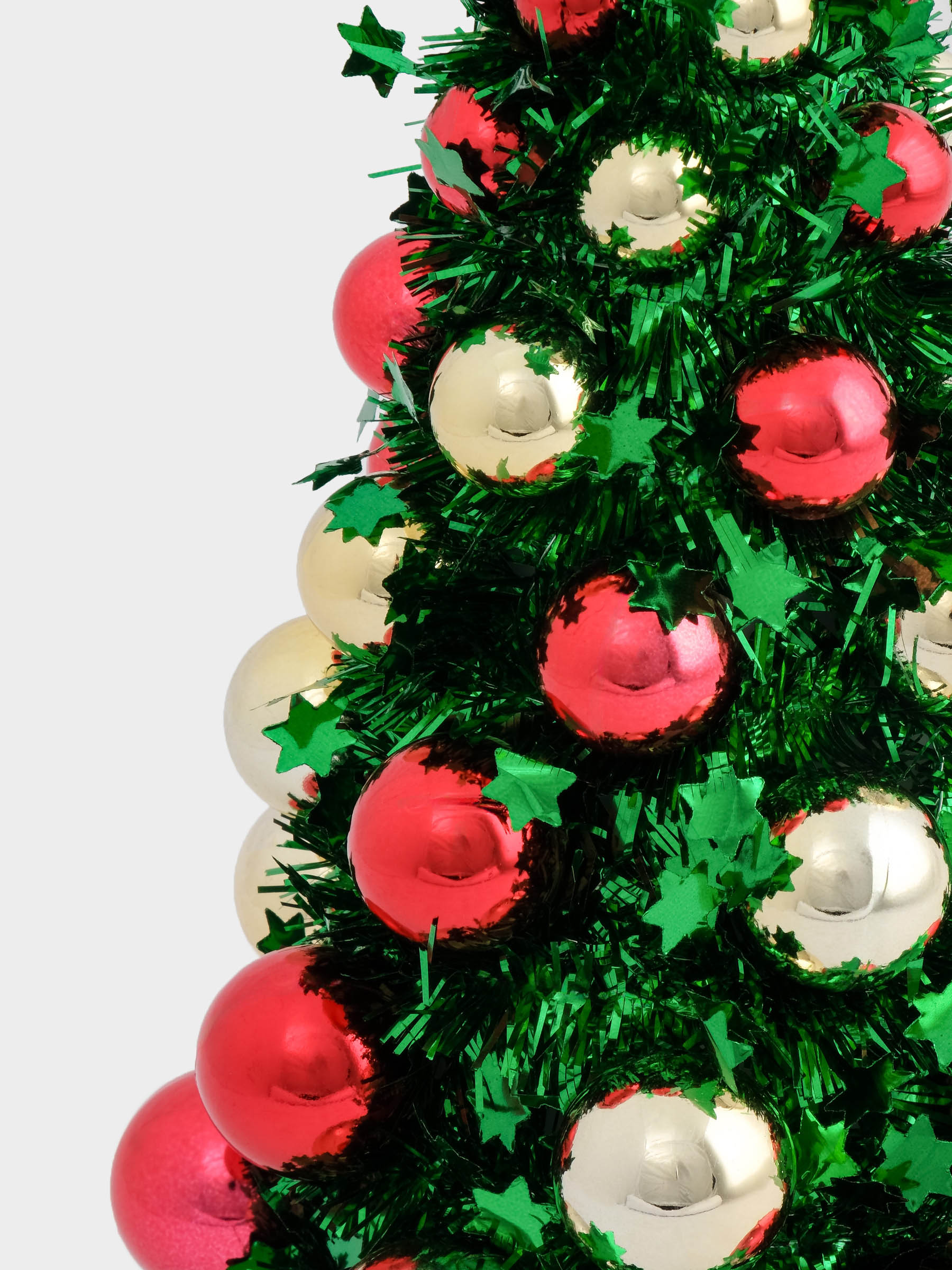 Ель искусственная, 30 см, с шарами, в горшке, мишура/пластик, зеленая, New year