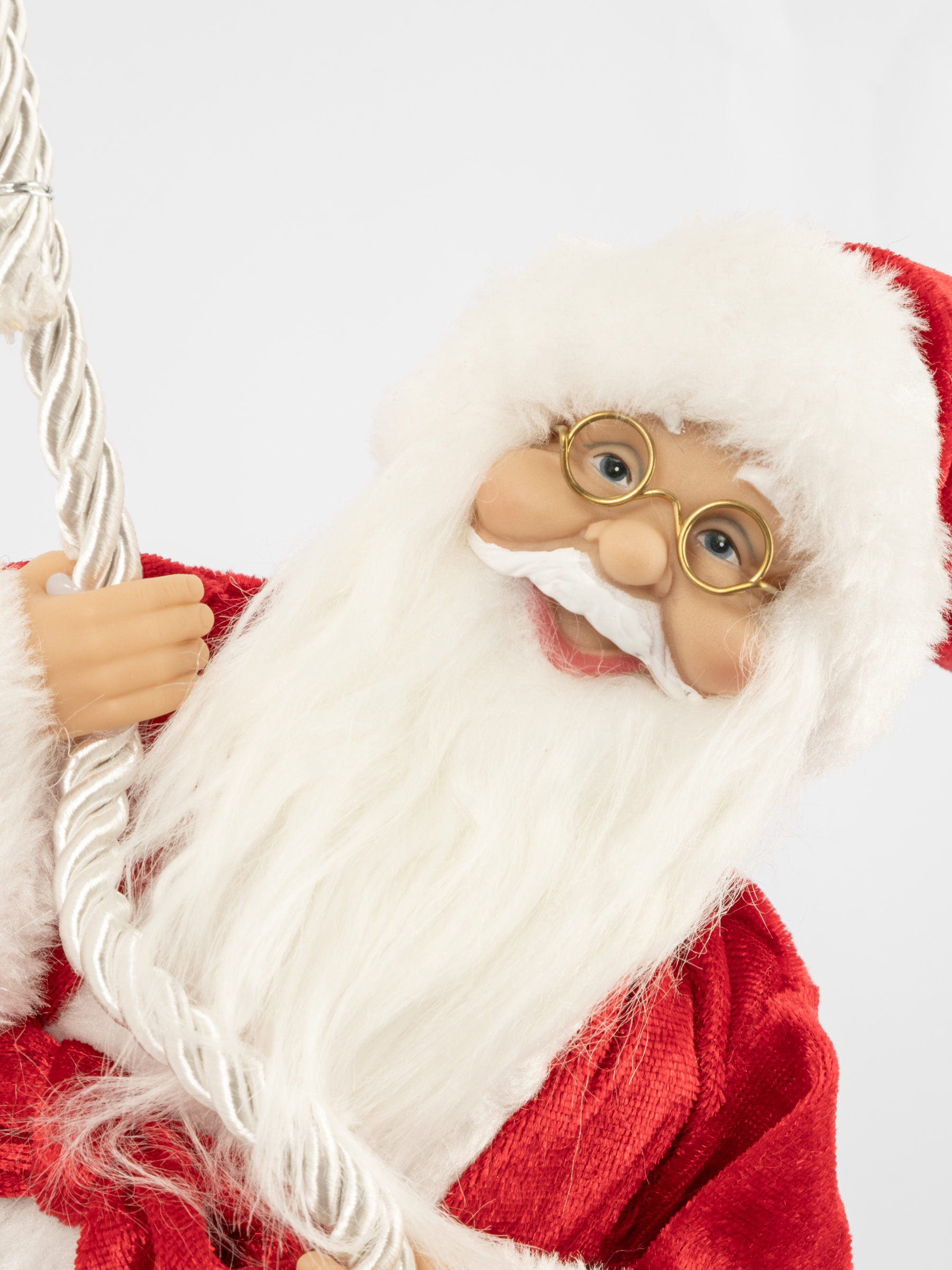 Изделие декоративное, 40 см, подвесное, полиэстер, Санта на канате, New year