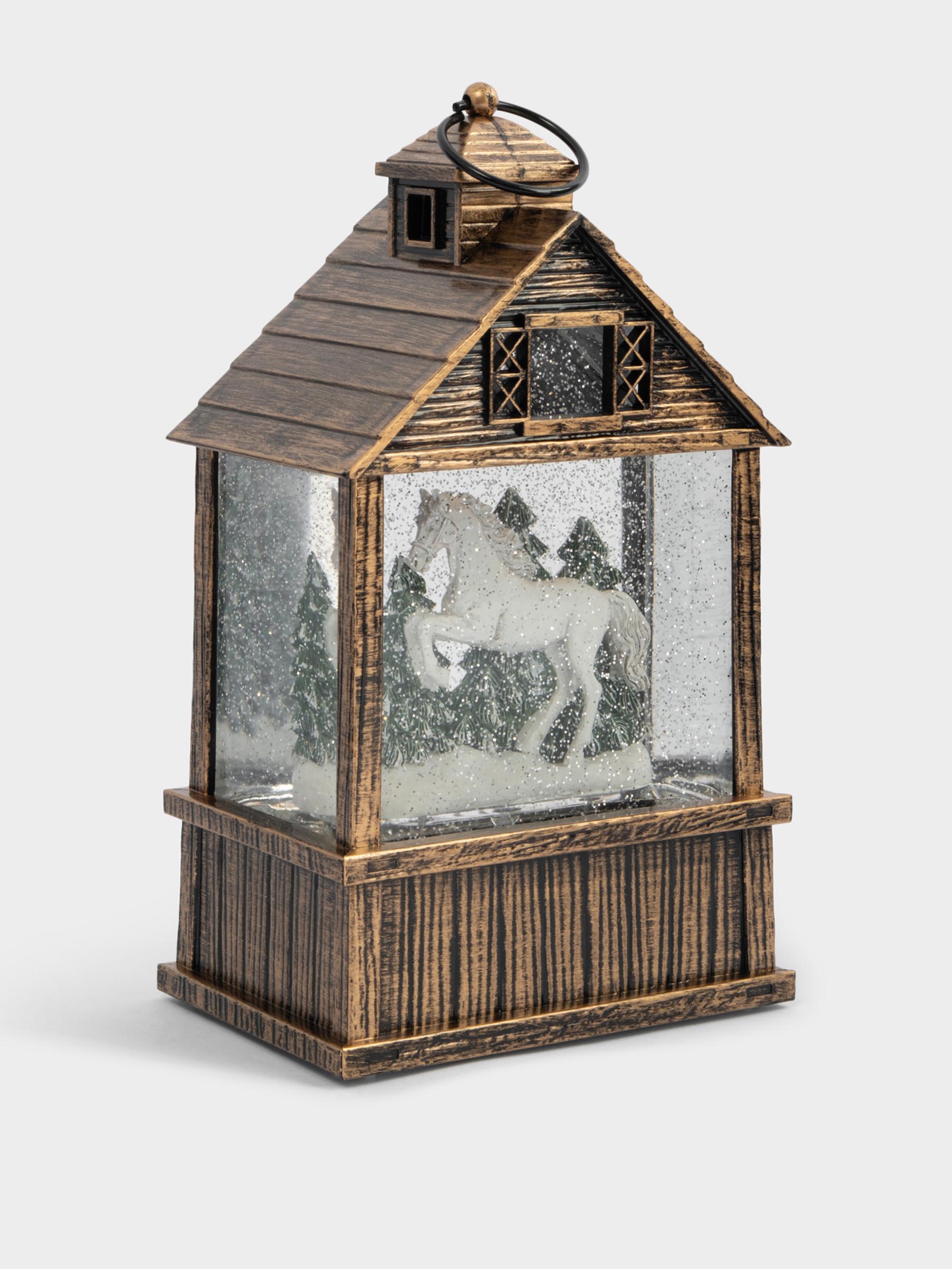 Снежный фонарь, 17 см, с подсветкой, пластик, бронзовый, Елка в доме, New year