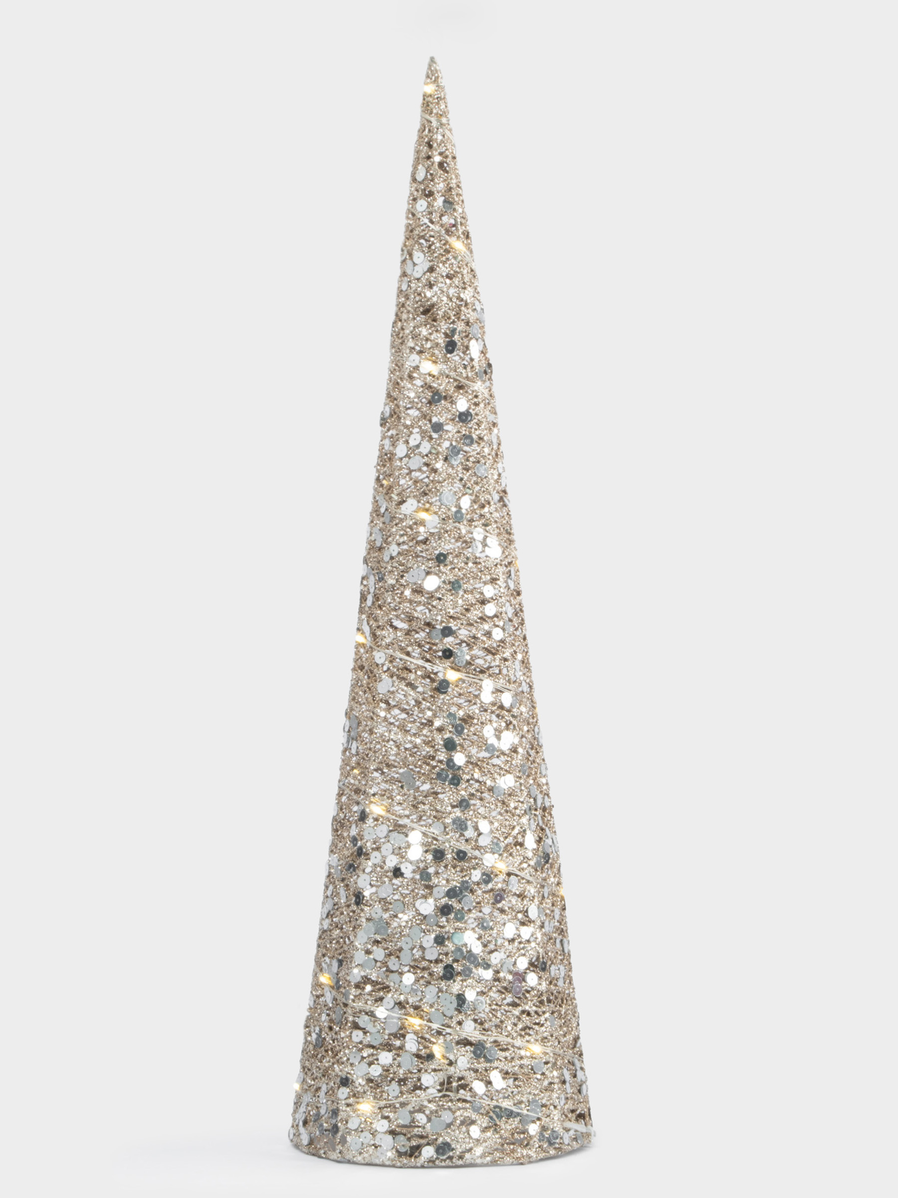 Ель-конус, 60 см, с подсветкой, полиэстер/металл, шампань, Celebration