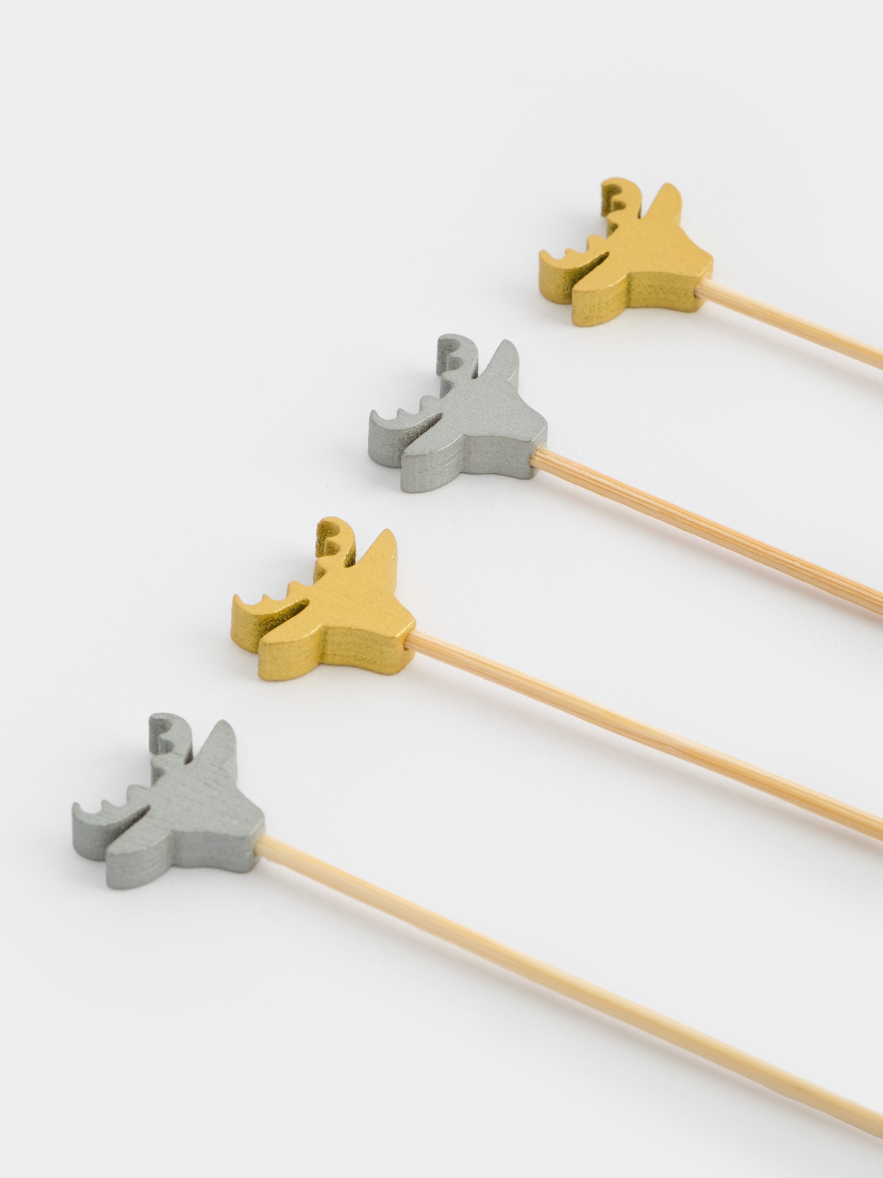 Шпажка для канапе, 9 см, 20 шт, бамбук, серебристая/золотистая, Олень, New year