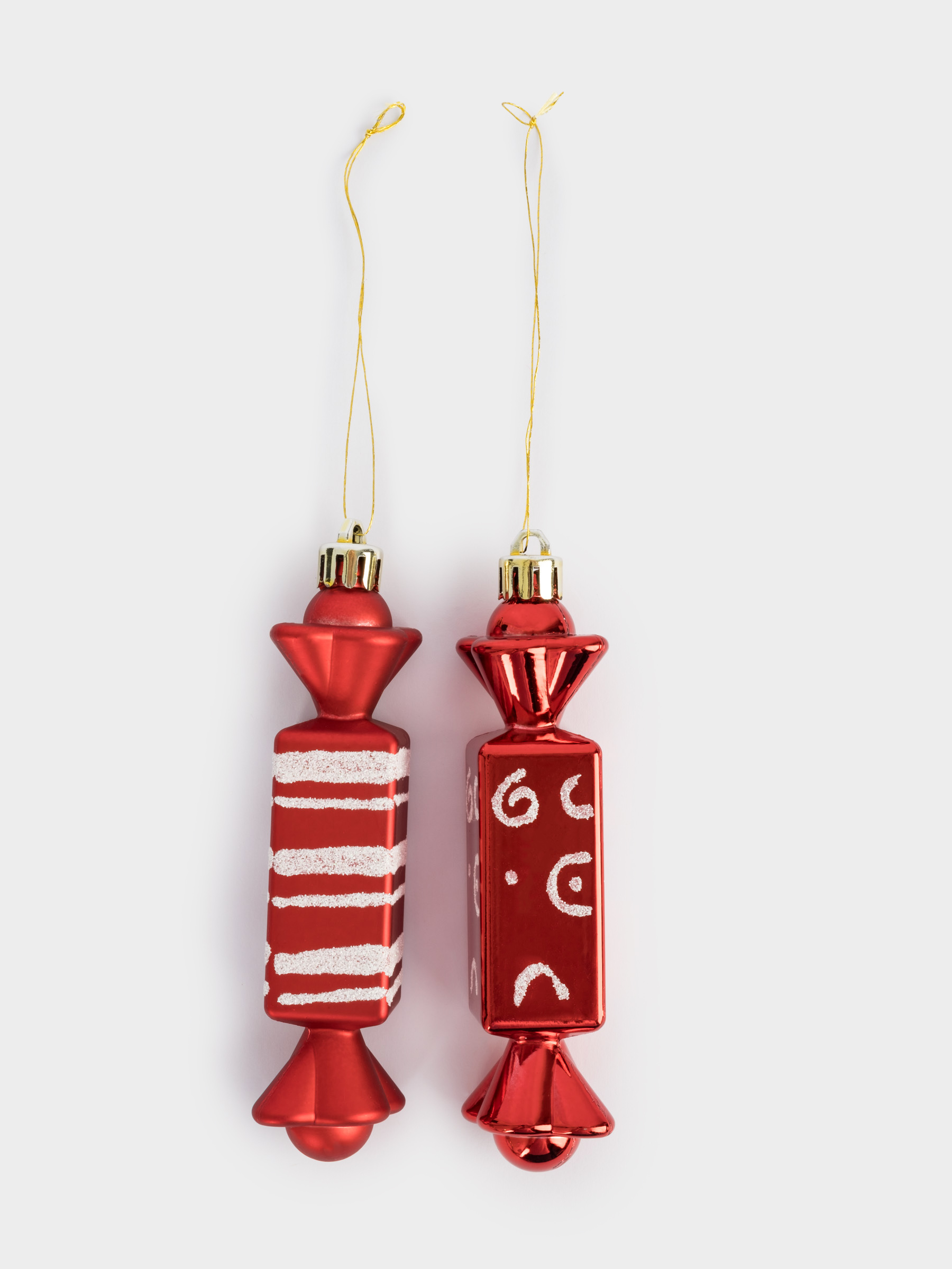 Игрушка елочная, 2 шт, 3х12 см, пластик, красная, Конфеты, New year