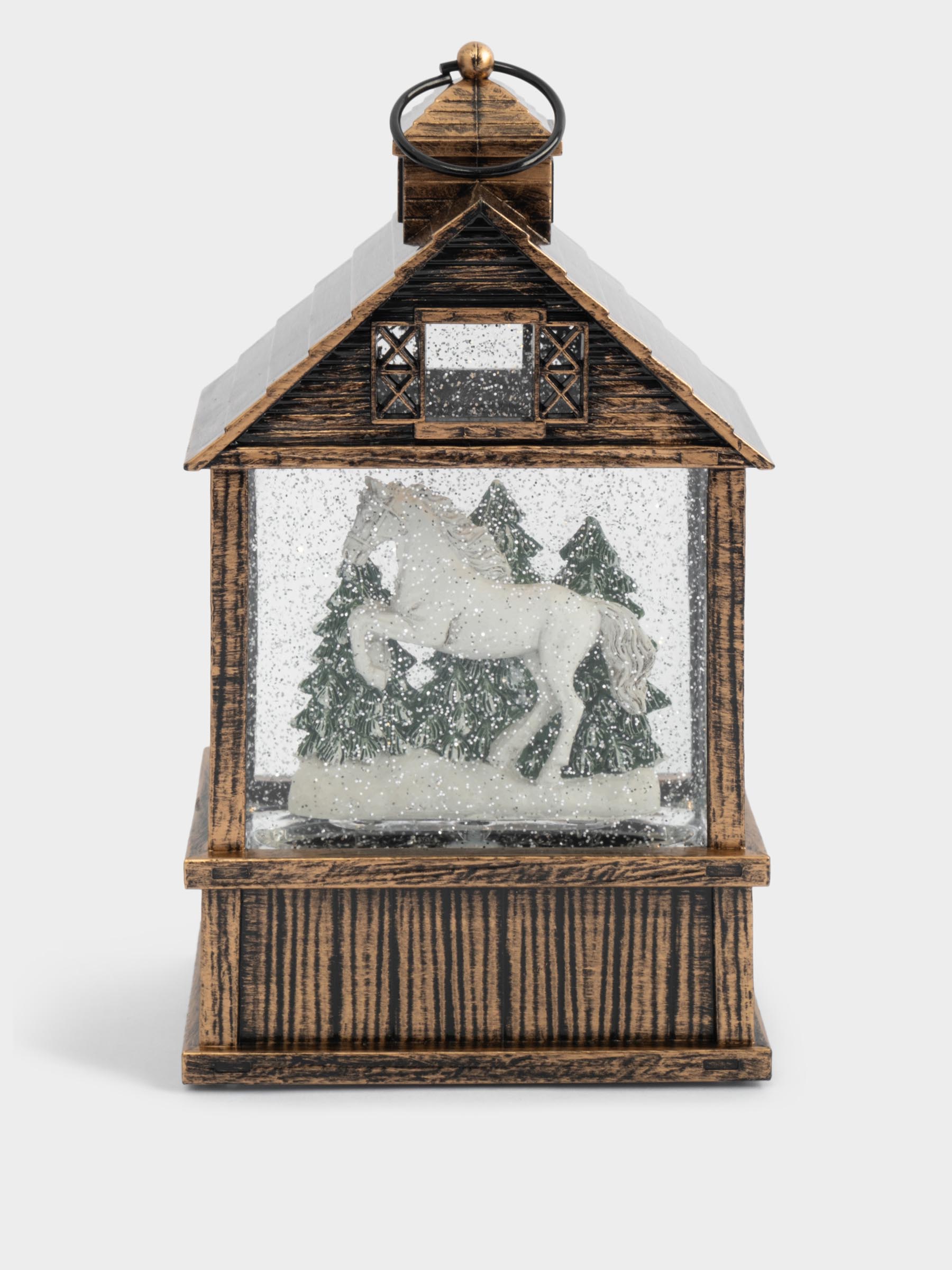 Снежный фонарь, 17 см, с подсветкой, пластик, бронзовый, Елка в доме, New year