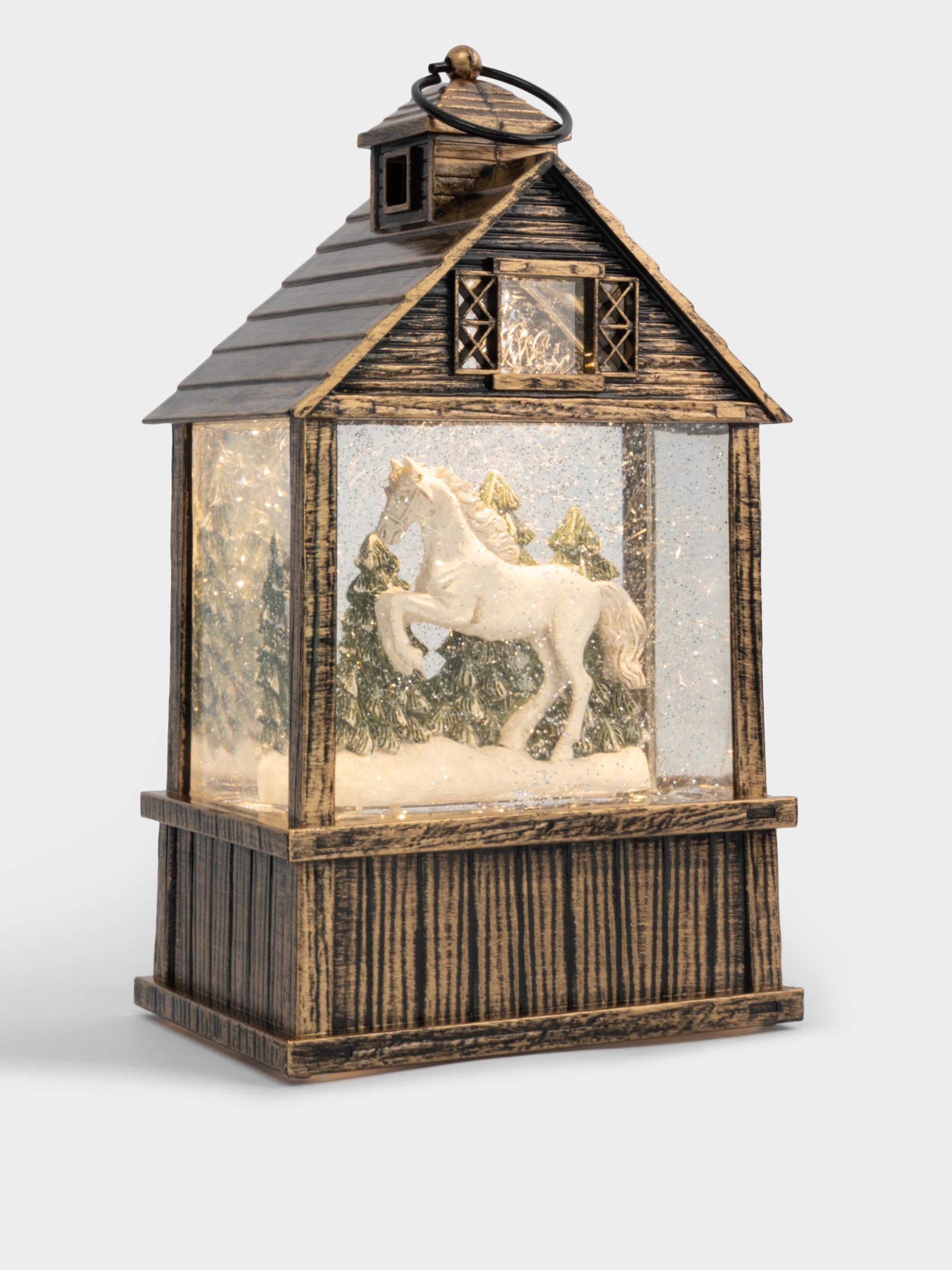 Снежный фонарь, 17 см, с подсветкой, пластик, бронзовый, Елка в доме, New year