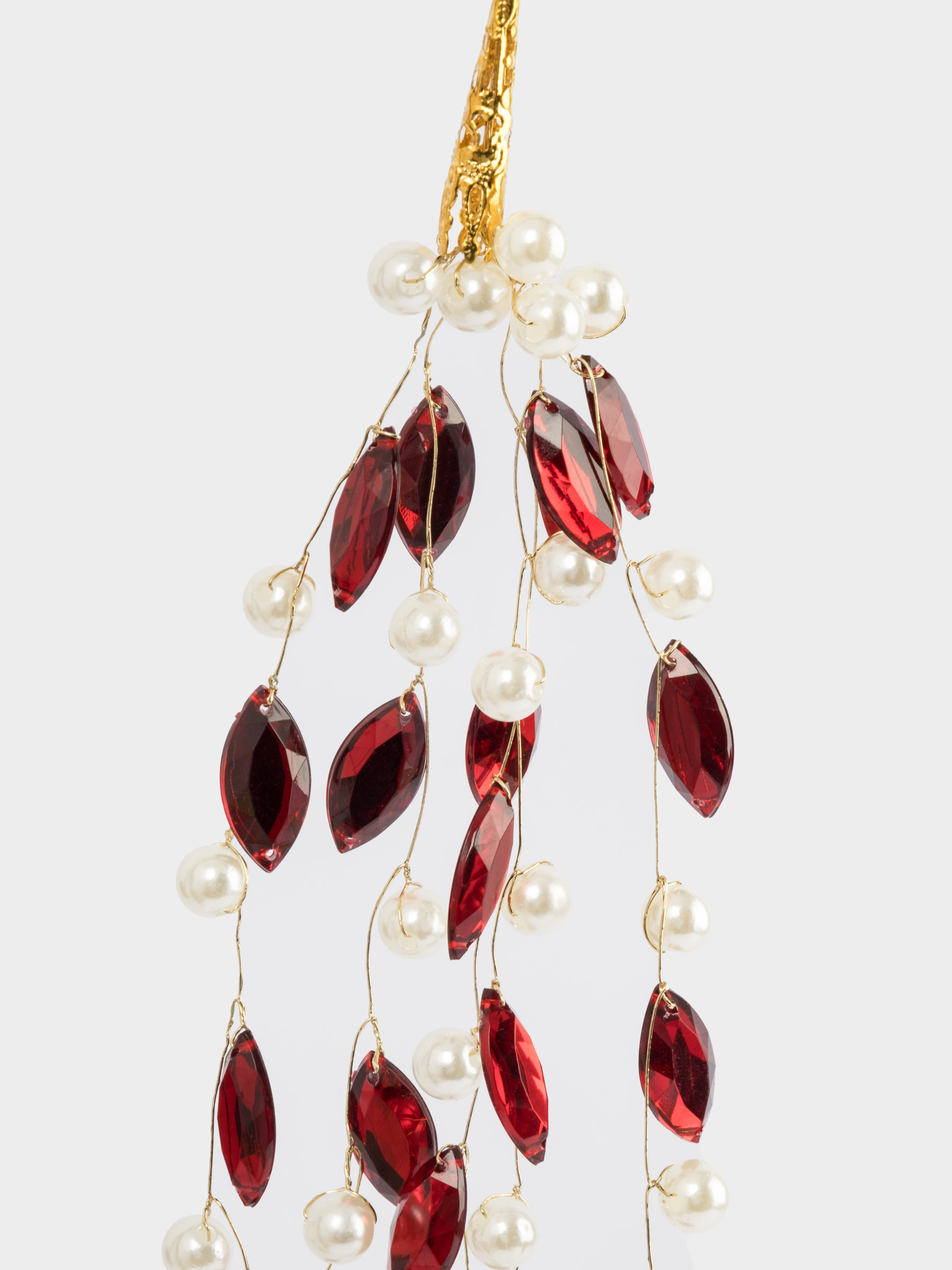 Украшение декоративное, 45 см, подвесное, акрил/металл, красно-белое, Жемчуг, New year