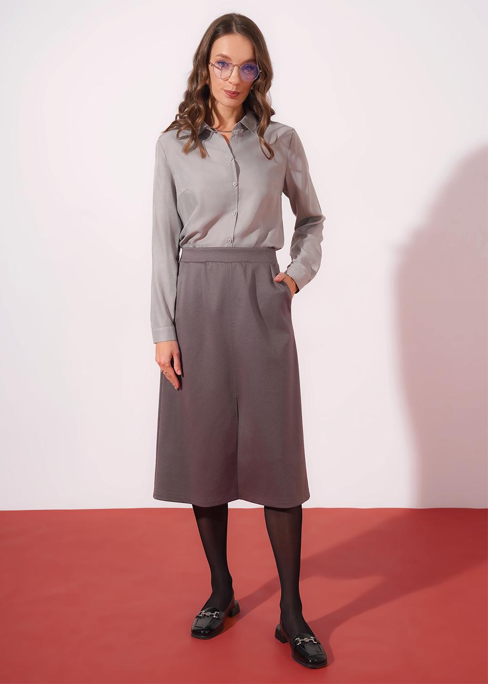 CLE 267100/196д Юбка женская 267100/196д кофейный/т.серый