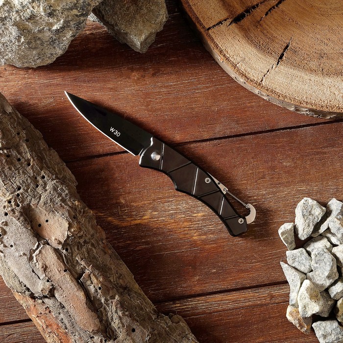 Нож складной «Разведчик», 15.4 см, клинок 66 мм/1.2 мм, карабин