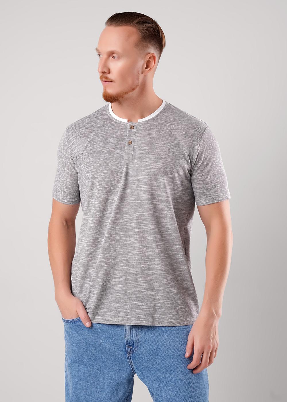 CLE 562061/01зо Футболка мужская 562061/01зо т.серый/молочный