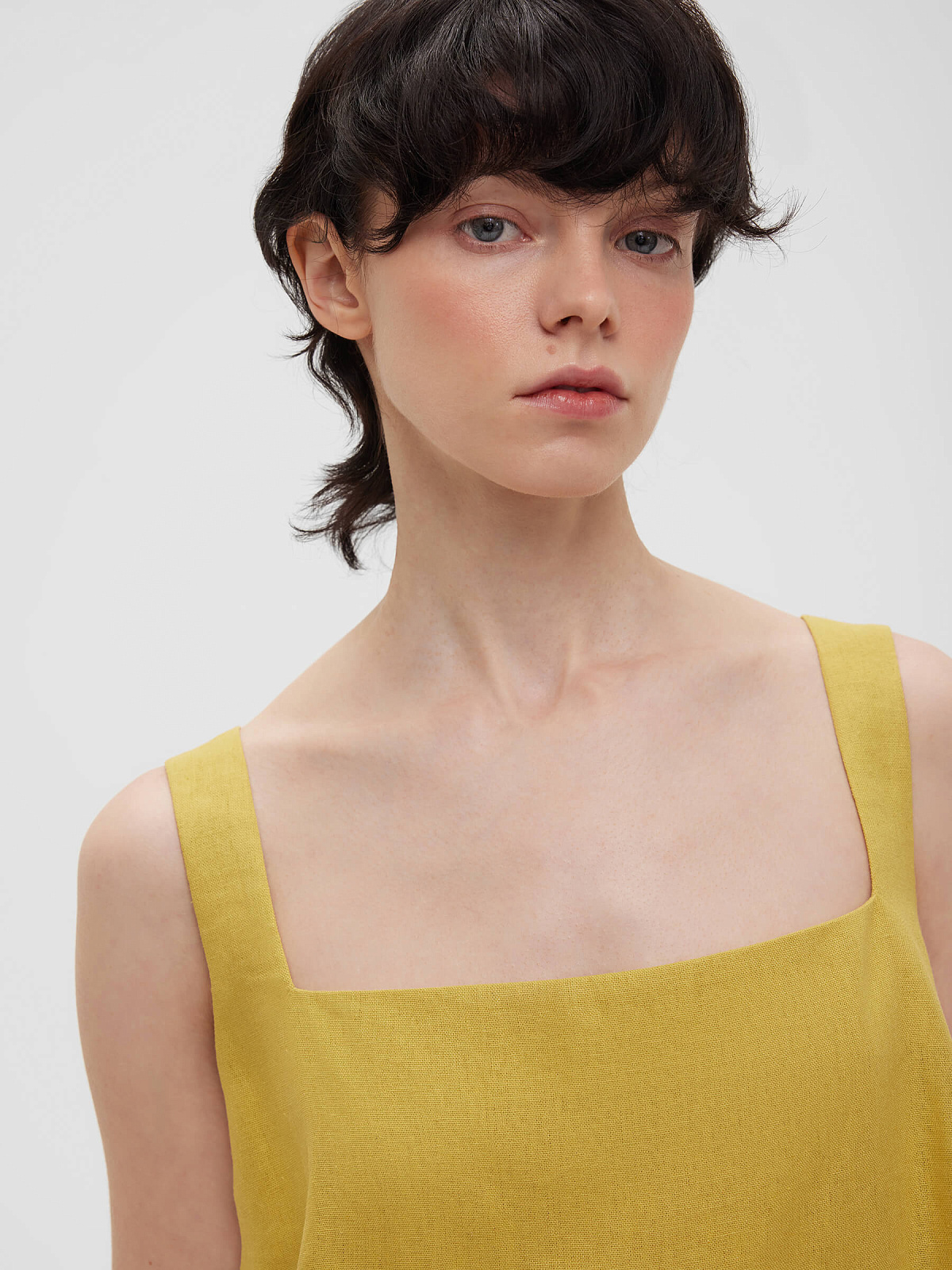 2463р4925рПлатье мини из льняной ткани 0191, желтый