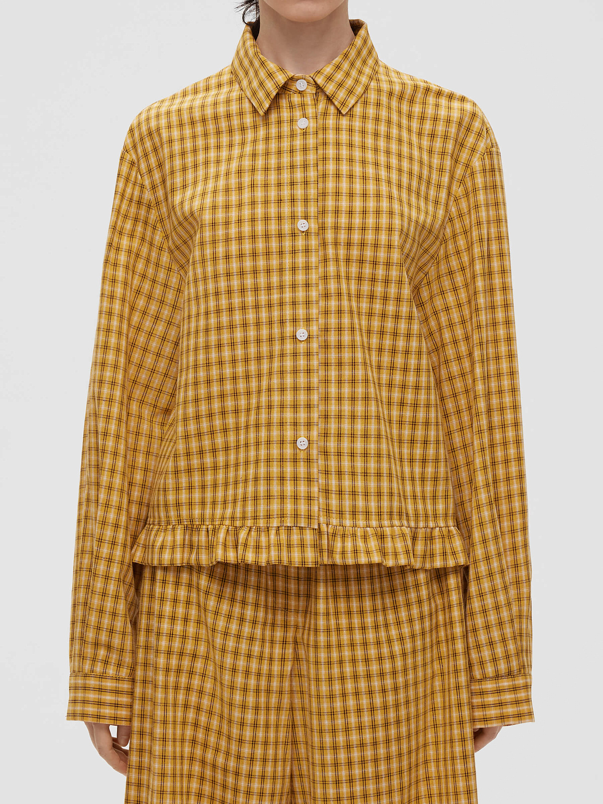 Рубашка укороченная из хлопка 0183, желтый