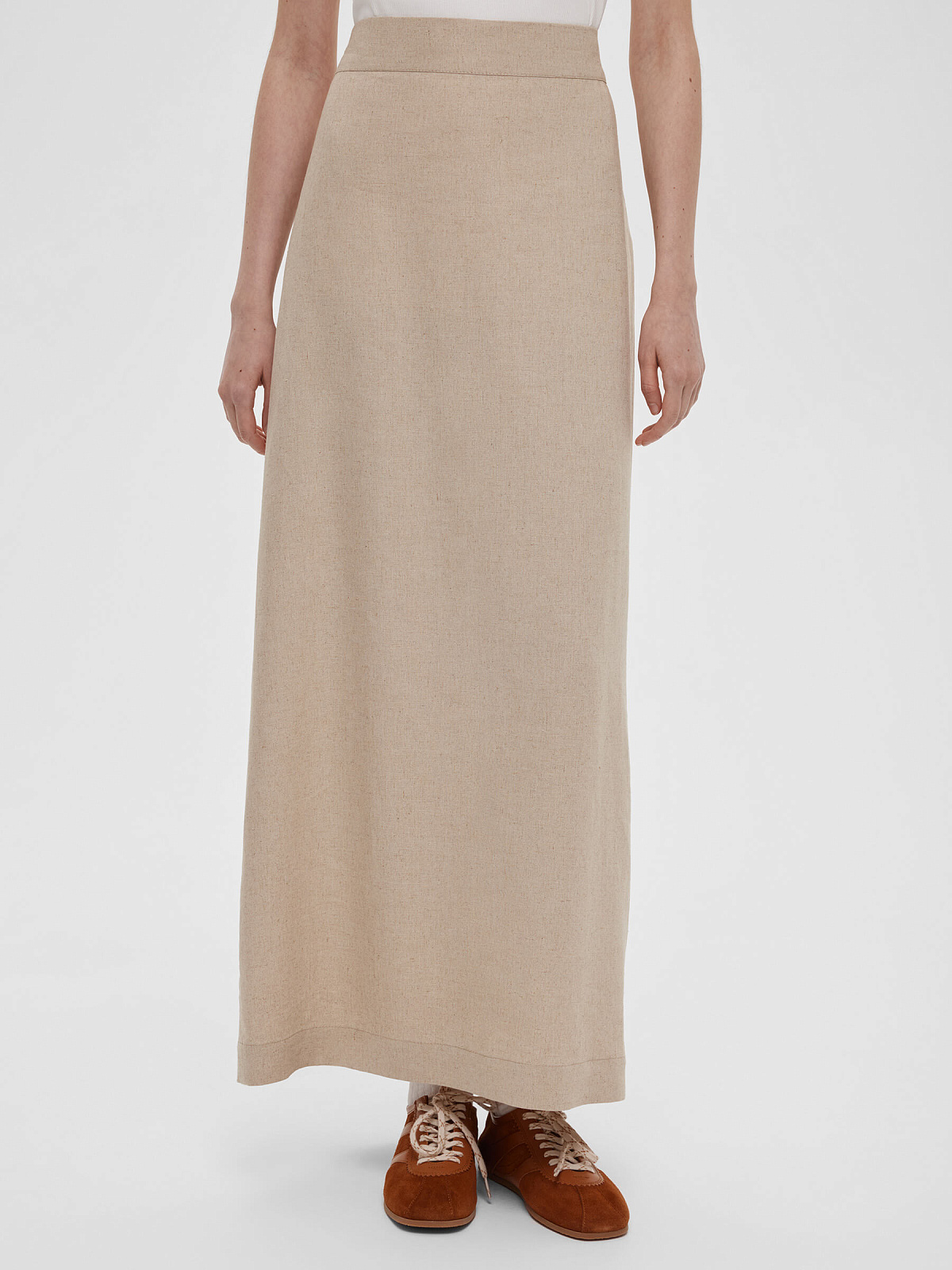 2463р4925рЮбка макси из льна 0189, бежевый