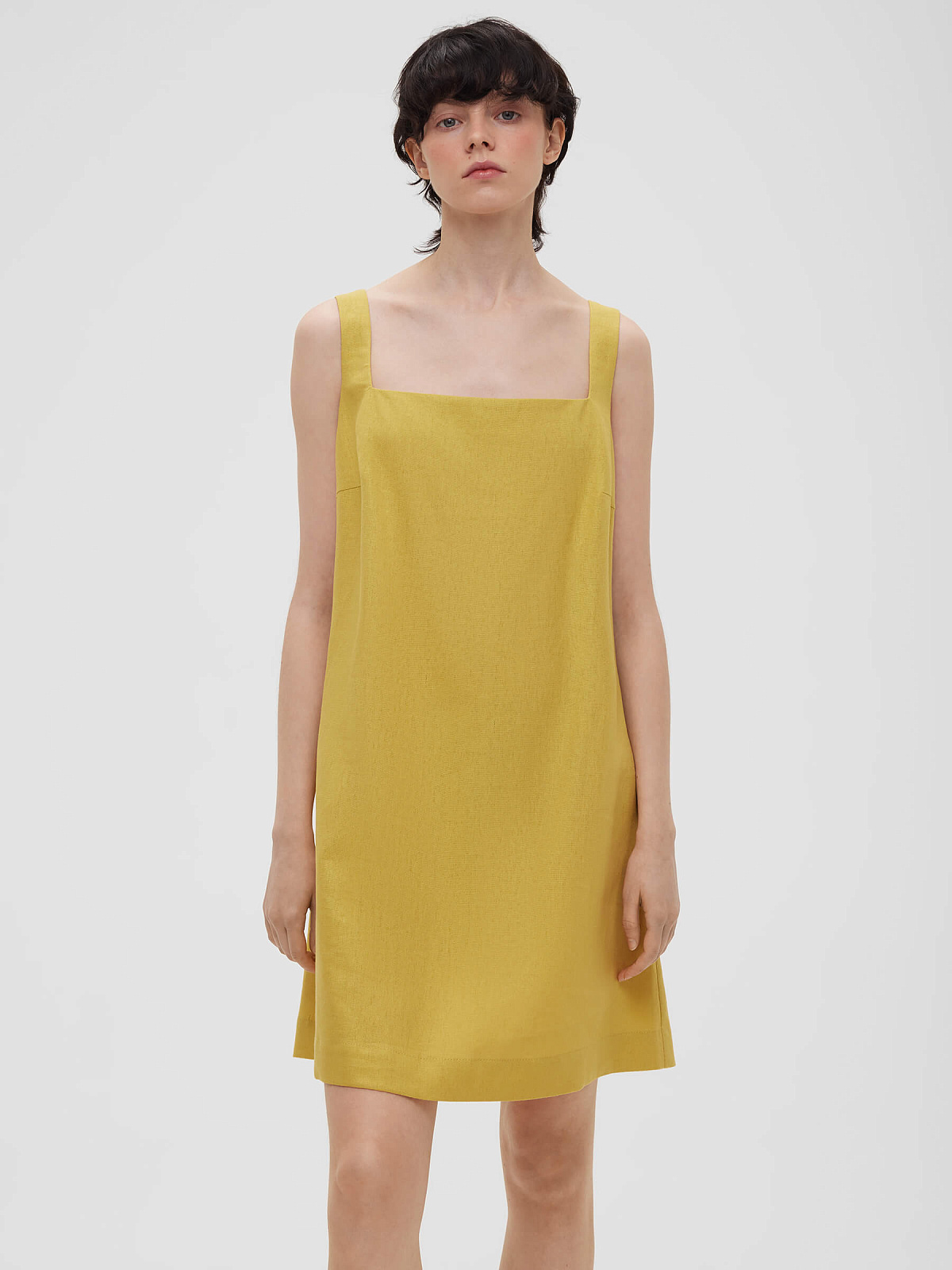 2463р4925рПлатье мини из льняной ткани 0191, желтый