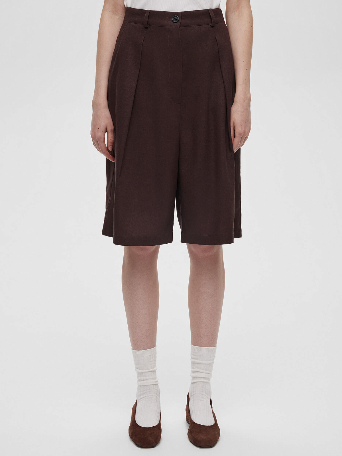 2406р4375рШорты-бермуды из льна 0196, коричневый