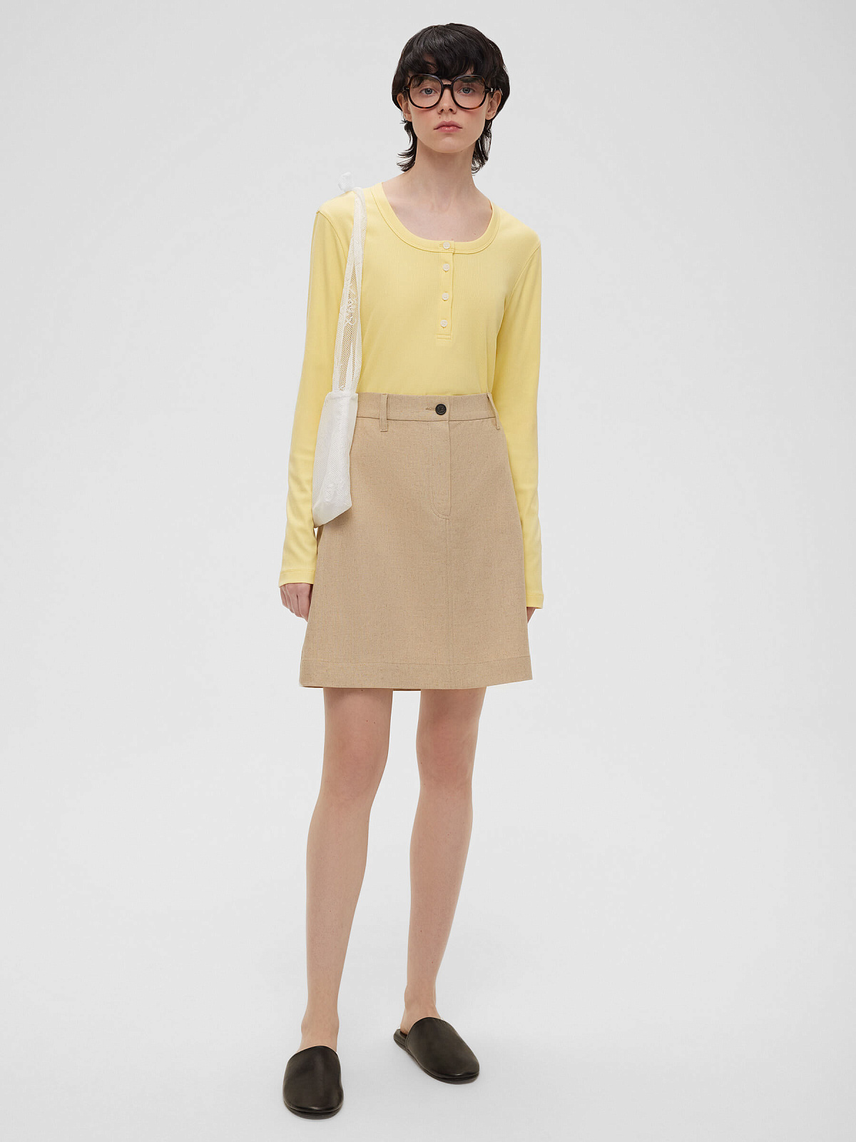 1965р3275рЮбка мини из льняной ткани 0205, бежевый