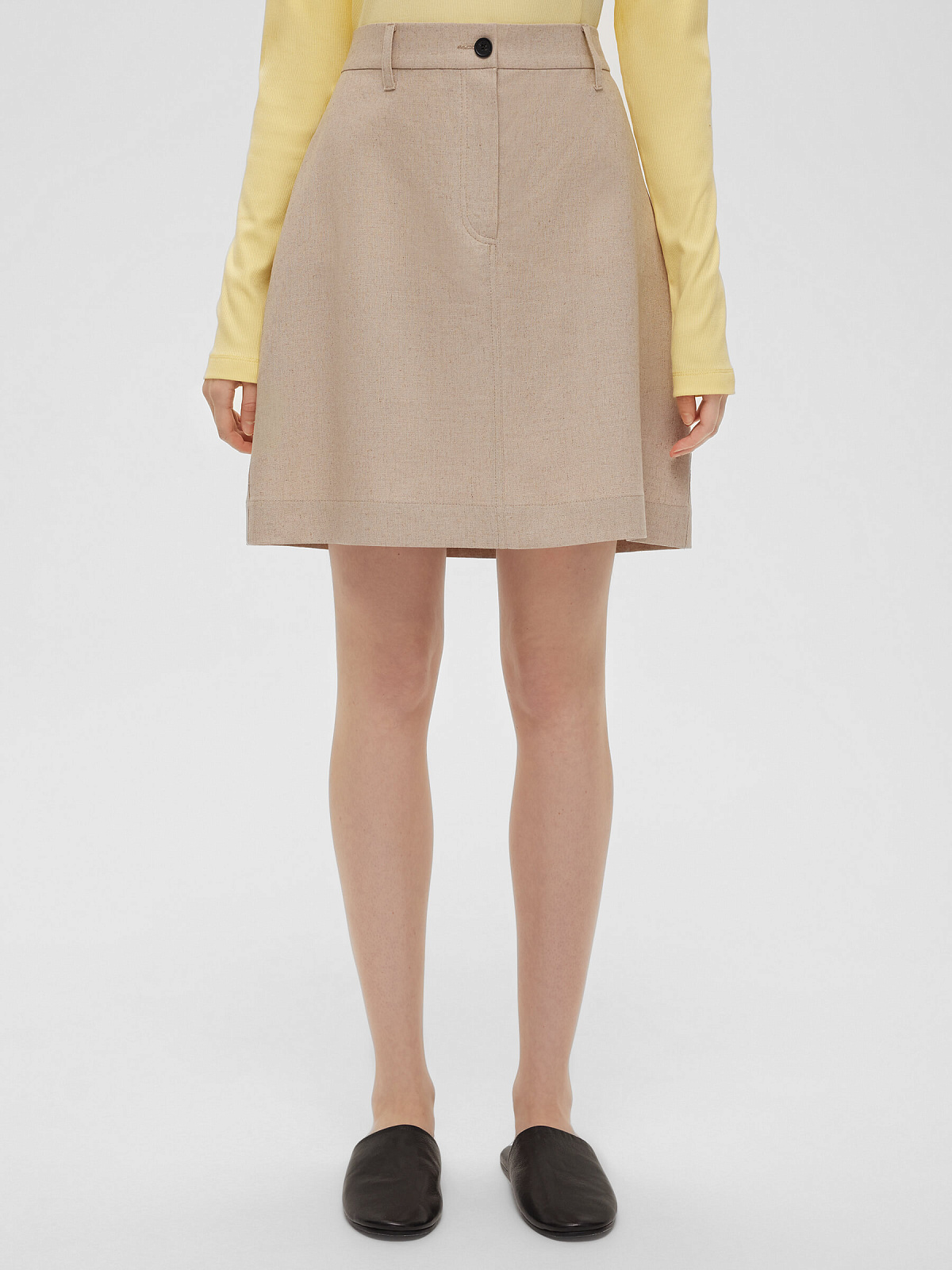 1965р3275рЮбка мини из льняной ткани 0205, бежевый