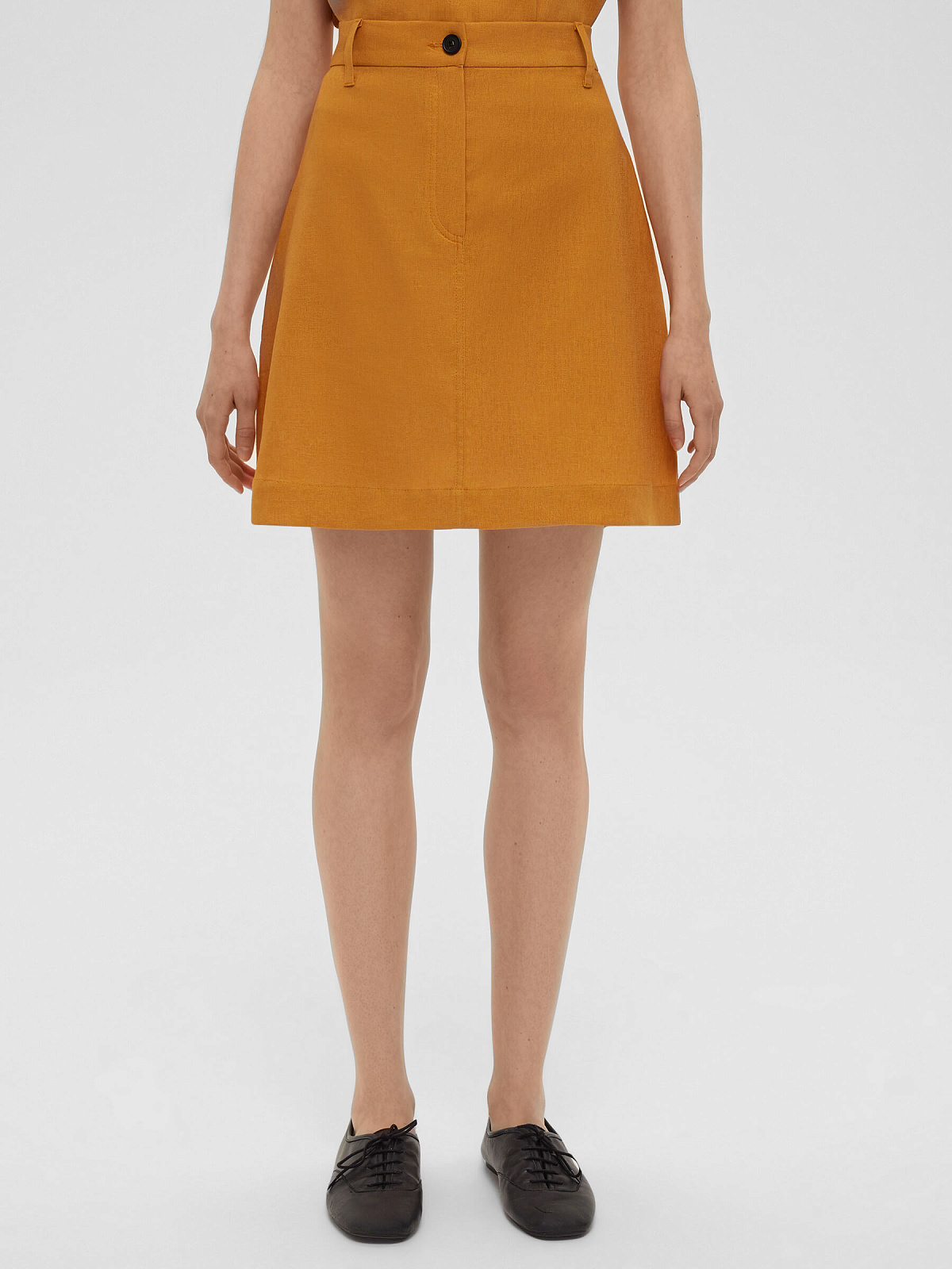 1965р3275рЮбка мини из льняной ткани 0205, оранжевый