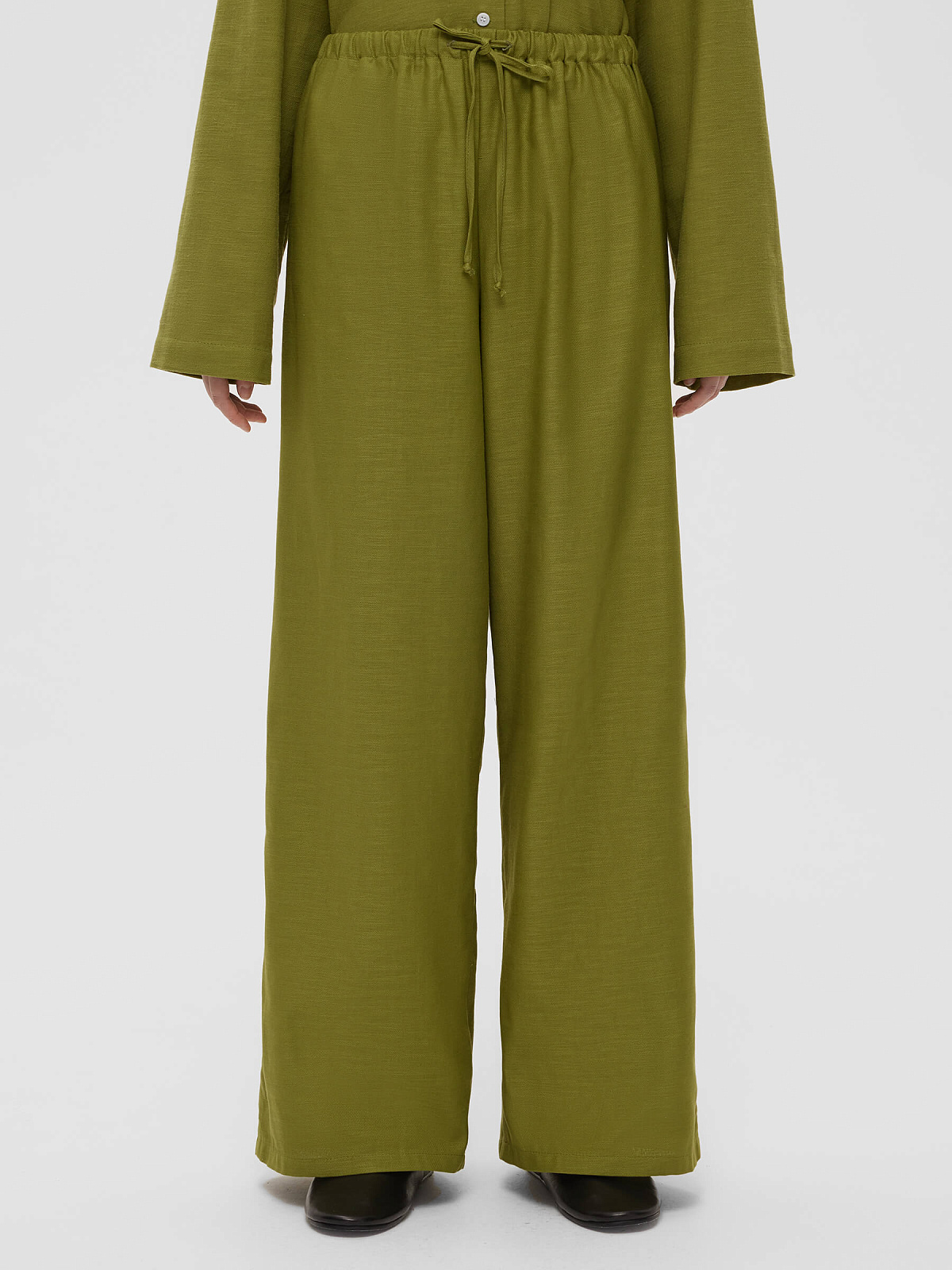 1970р4925рБрюки из льняной ткани на резинке, зеленый